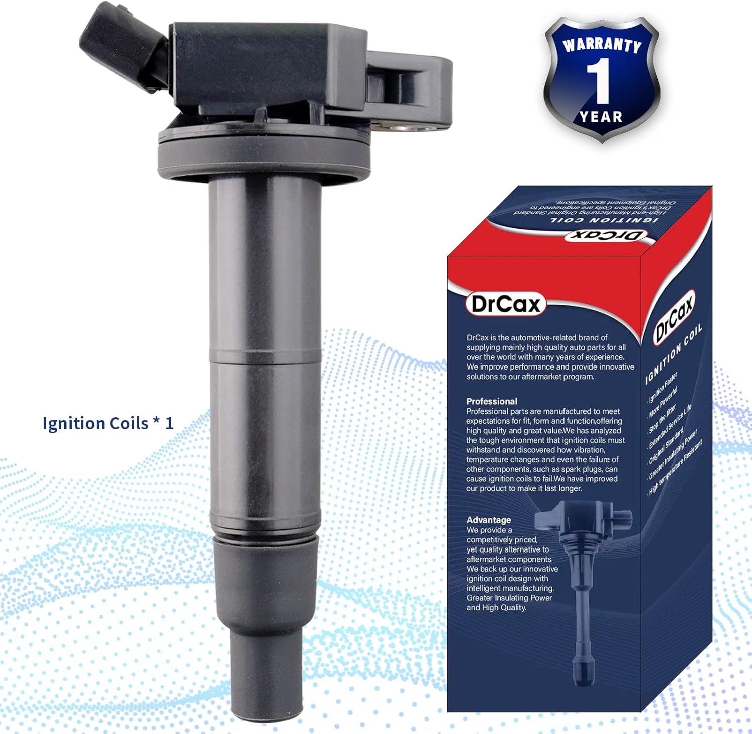OEM Ignition Coil UF333 C1330 5C1299 90919-02244 Compatible with Toyota Corolla Camry RAV4 Solara Matrix Highlander Lexus Pontiac Scion - L4 2.0L 2.4L Engines - 1 Pack